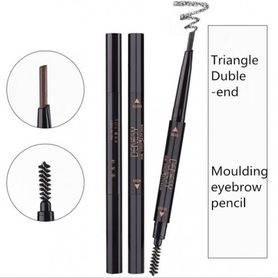 2 in 1 Automatic Rotation Skinny Eyebrow Pencil OEM Custom Double Head Eyebrow Pencil With Eyebrow Brush